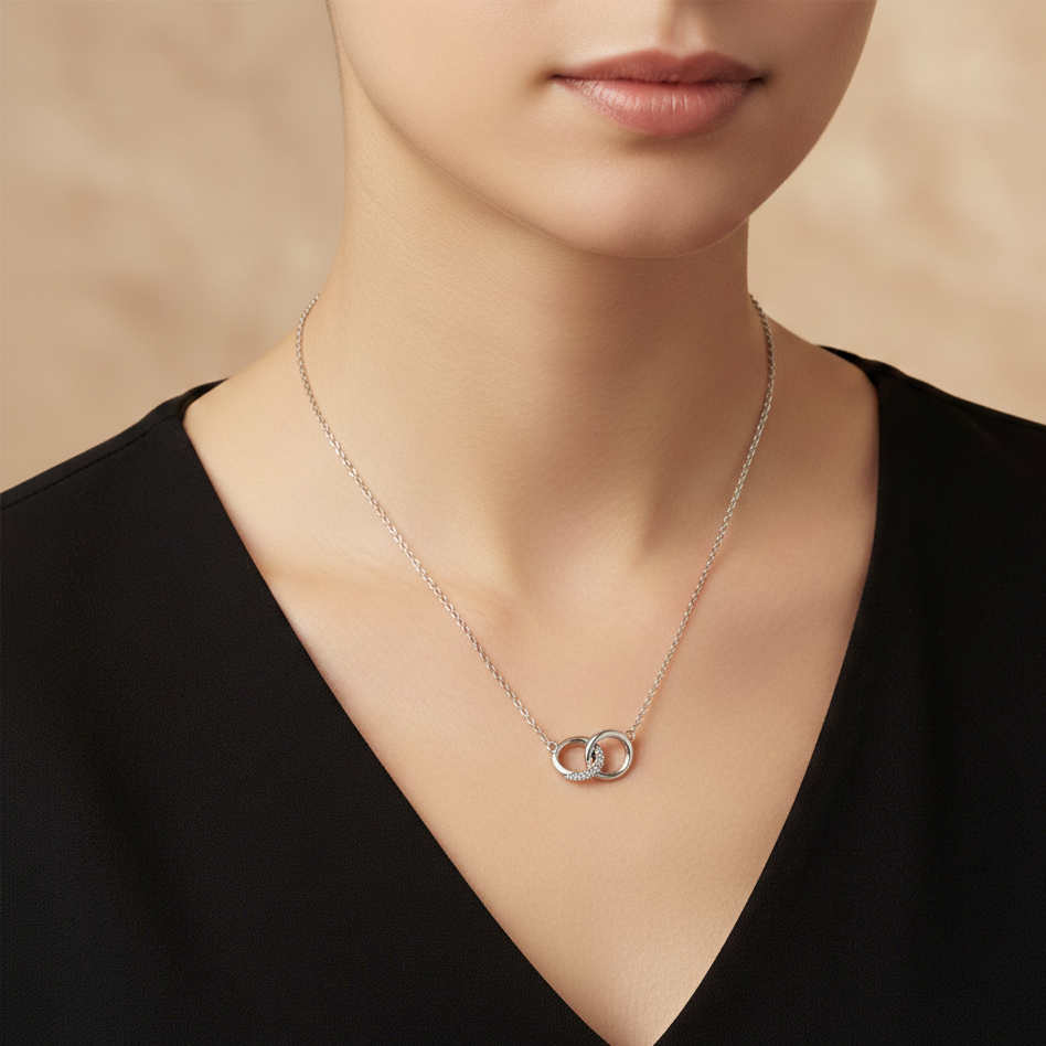 Elegant CZ Circle Pendant Dokiya Chain