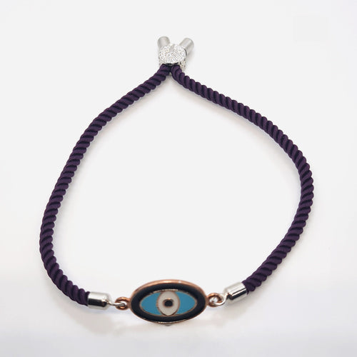 92.5 Sterling Silver Rakhi Purple - Elegant Evil Eye Bracelet