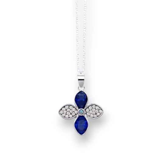 Blue and White Stone Flower Pendant Set