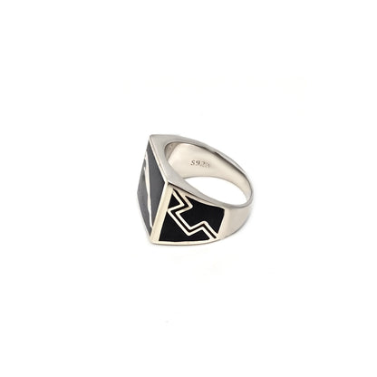 Gladiator Black Enamel Ring