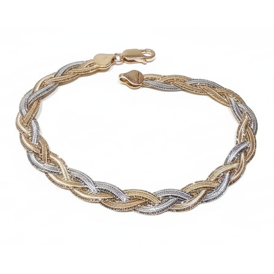 Luxe Tri-Tone Braided 925 Silver Anklet