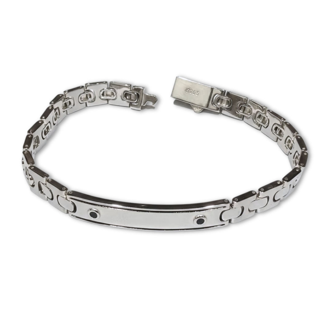 Minimalist Urban Bar 925 Silver Linked Bracelet