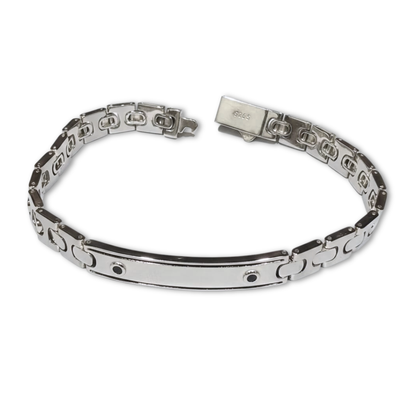 Minimalist Urban Bar 925 Silver Linked Bracelet
