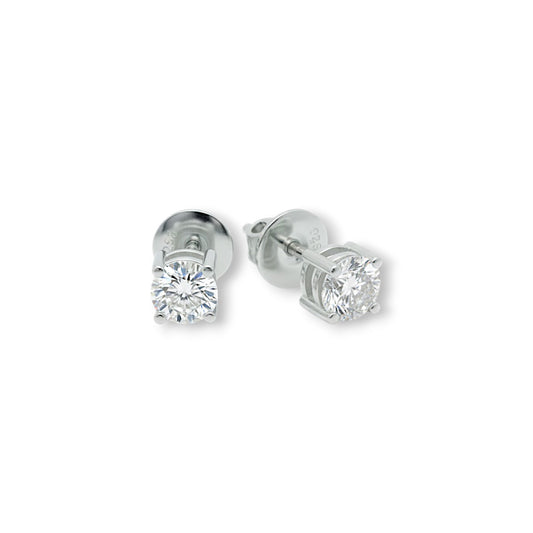 92.5 Sterling Silver Solitaire Only Earings-Studs