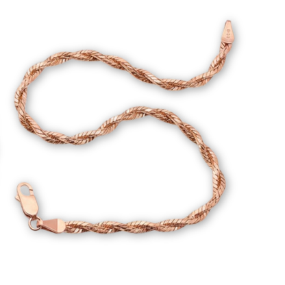 Elegant Rose Gold 925 Silver Twisted Rope Anklet