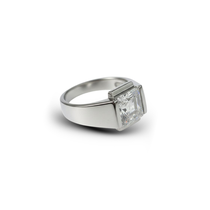 Bold Princess Cut 925 Silver Statement Ring