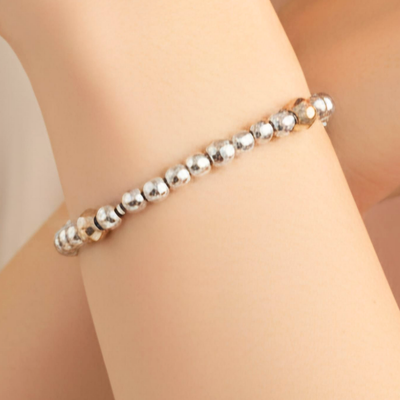 Gleam Faceted Bead Bracelet in 925 Silver