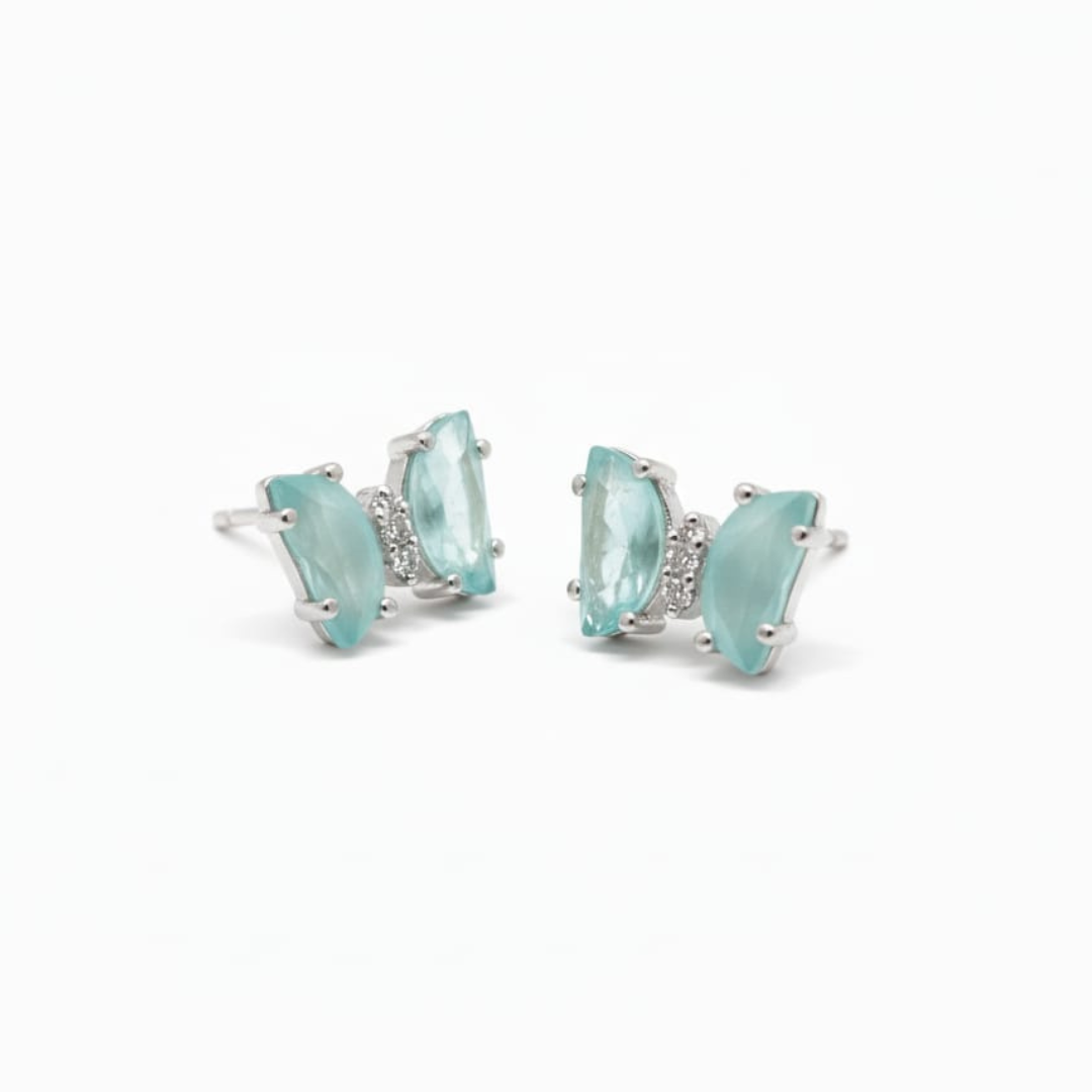 Serene Aqua Butterfly 925 Silver Jewellery Set