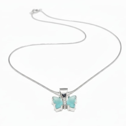 Serene Aqua Butterfly 925 Silver Jewellery Set