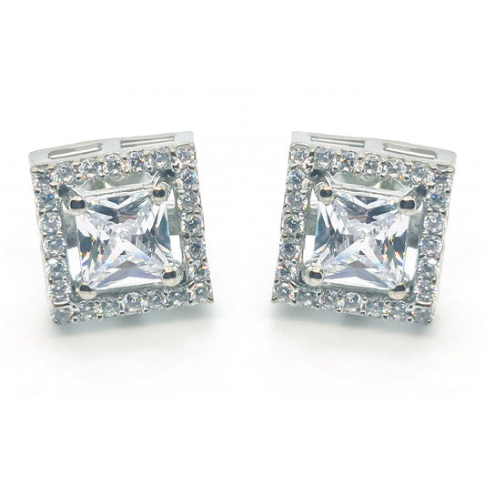 92.5 Sterling Silver Solitaire Stud Earrings with AAA+ Quality Zircons.