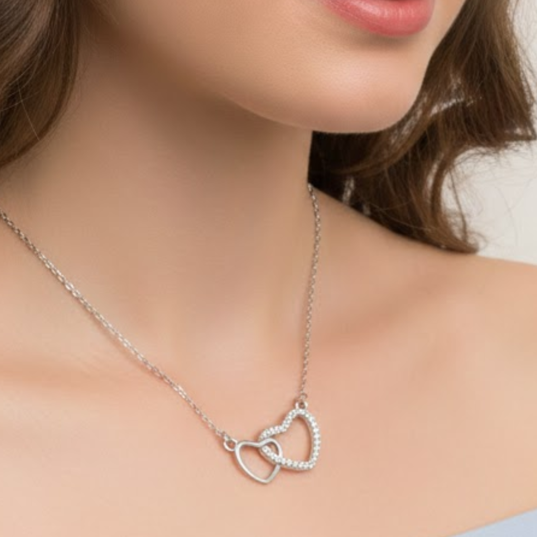 Elegant CZ heart Pendant Dokiya Chain