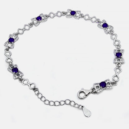 Sterling Silver Loose bracelet with Blue stone