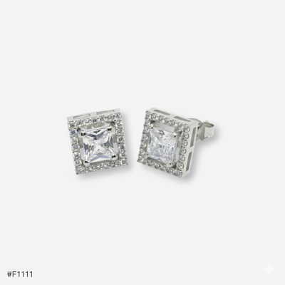 92.5 Sterling Silver Solitaire Only Earrings-Studs square