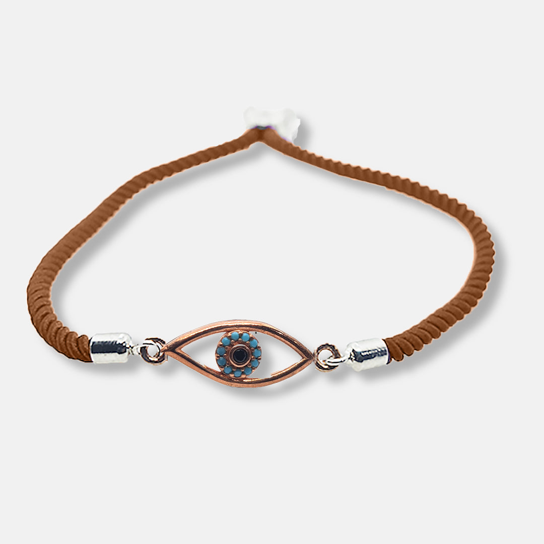 92.5 Sterling Silver Rakhi Brown | Pure 925 Silver Bracelet