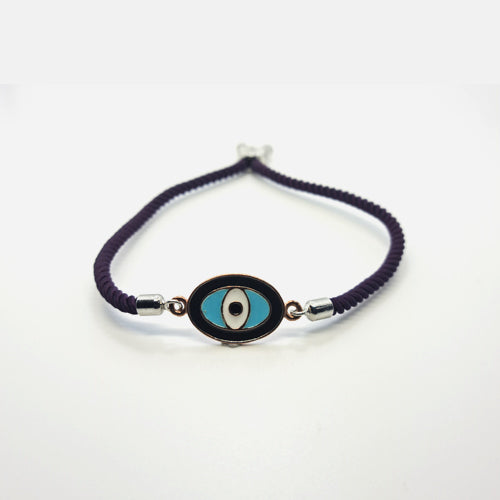 92.5 Sterling Silver Rakhi Purple - Elegant Evil Eye Bracelet