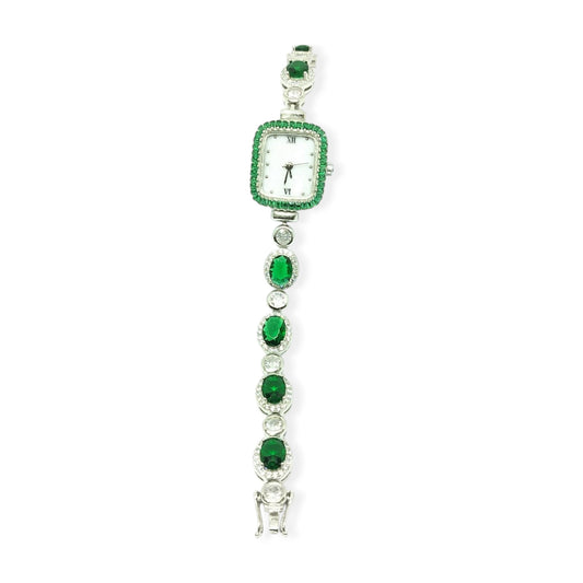 Green Ovel Stone Elegance Watch