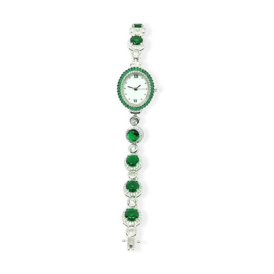 Green Round Stone Elegance Watch