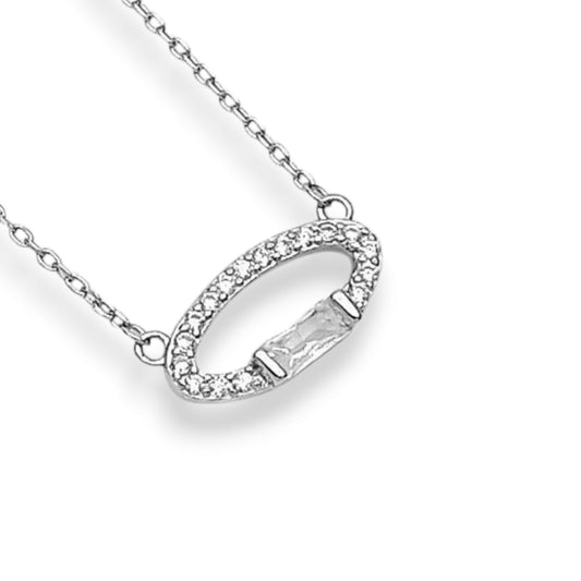 Elegant CZ ovel Pendant Dokiya Chain
