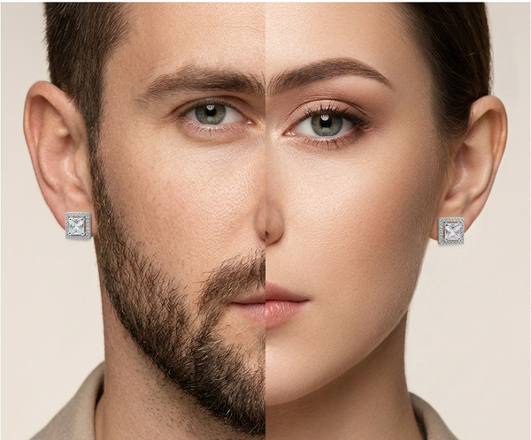 92.5 Sterling Silver Solitaire Only Earrings-Studs square