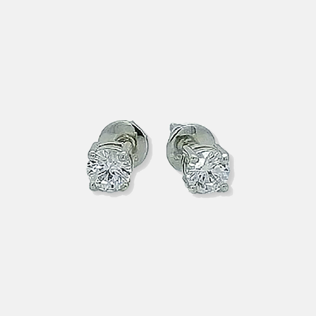 92.5 Sterling Silver Solitaire Stud Earrings with AAA+ Zircons, perfect for sensitive ears.