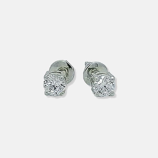 92.5 Sterling Silver Solitaire Stud Earrings with AAA+ Zircons, perfect for sensitive ears.