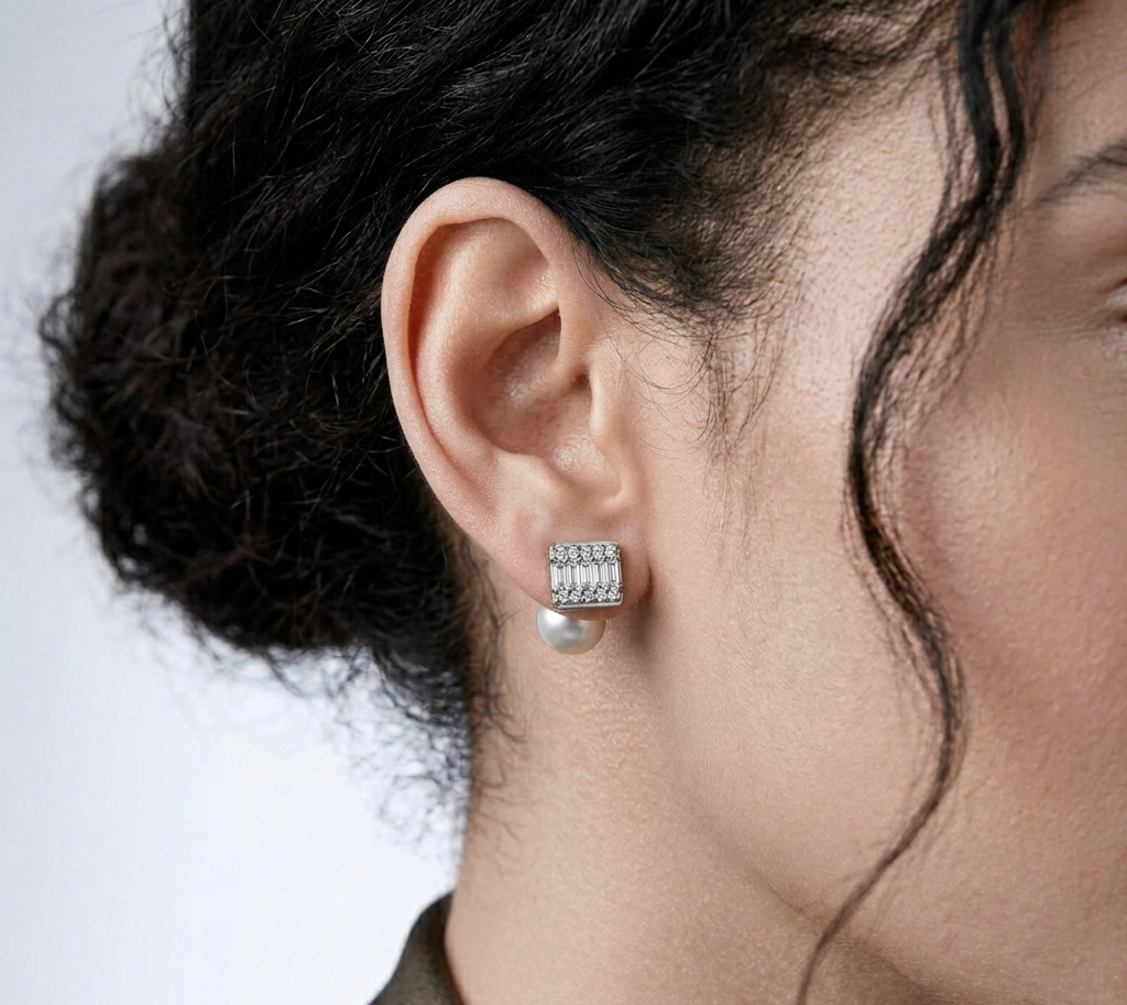 Duet Pearl and Diamond Earrings