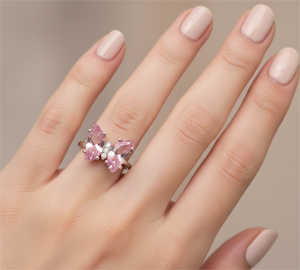 Butterfly pink col Grace CZ Ring