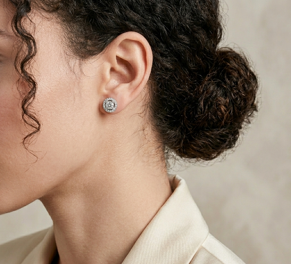 92.5 Sterling Silver Solitaire Only Earings-Studs